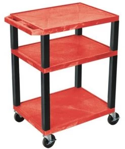 Luxor Tuffy Red 3 Shlf Crt Blk Legs, WT34RE-B