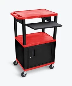 Luxor Tuffy Red 42" 3 Shelf Cart, WTPS42RC2E-B