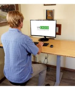 Uncaged Ergonomics RiseUpElectricStandingDesk60X30"BambooDesktopSitStandOffice, RU2gb