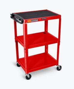 Luxor Adj Height Red Metal A/V Cart