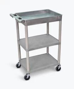 Luxor 3 Shelf Gray Tub Cart, STC122-G