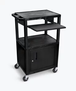 Luxor Tuffy Blk 42" 3 Shelf Cart, WTPS42C2E-B
