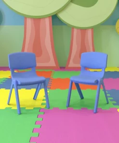 Flash Furniture Blue Plastic Stackable School Chair with 12" Seat Height, PK2