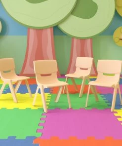Flash Furniture Natural Plastic Stackable School Chair with 12'' Seat Height, PK4