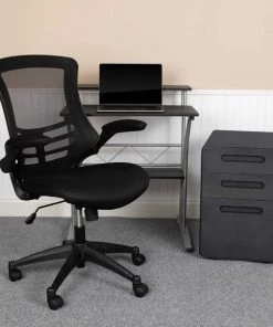 Flash Furniture Black Desk, Chair, Cabinet Set