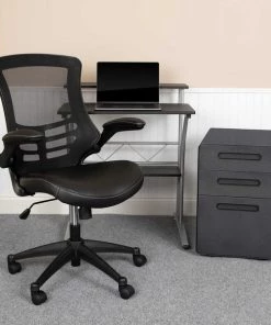 Flash Furniture Black Desk, Chair, Cabinet Set