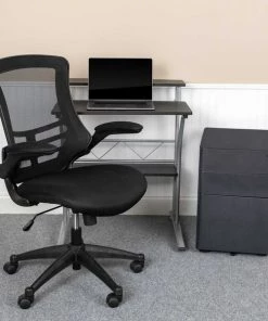 Flash Furniture Black Desk, Chair, Cabinet Set