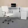 Flash Furniture 3PC White Desk, Office Chair, Filing Cabinet Set