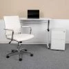 Flash Furniture 3PC White Desk, Office Chair, Filing Cabinet Set