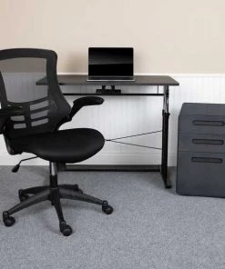 Flash Furniture Black Desk, Chair, Cabinet Set