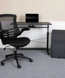 Flash Furniture Black Desk, Chair, Cabinet Set