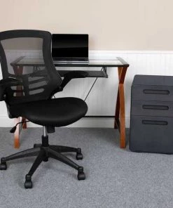 Flash Furniture Glass Desk, Chair, Cabinet Set