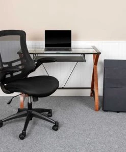 Flash Furniture Black Desk, Chair, Cabinet Set
