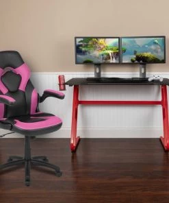 Flash Furniture Red Gaming Desk and Chair Set with Cup Holder