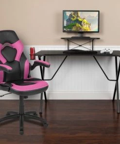 Flash Furniture Black Gaming Desk and Chair Set with Cup Holder