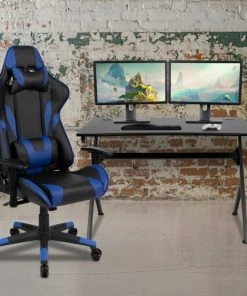 Flash Furniture Black Gaming Desk-Cup Holder/Reclining Chair Set