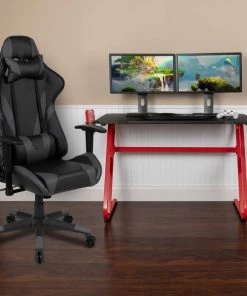 Flash Furniture Red Gaming Desk-Cup Holder/Reclining Chair Set