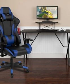 Flash Furniture Black Gaming Desk-Cup Holder/Reclining Chair Set