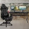 Flash Furniture Black Gaming Desk-Cup Holder/Reclining Chair Set