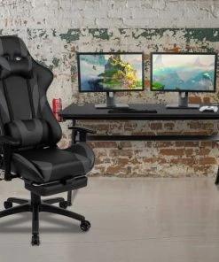 Flash Furniture Black Gaming Desk-Cup Holder/Reclining Chair Set