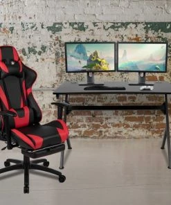 Flash Furniture Black Gaming Desk-Cup Holder/Reclining Chair Set
