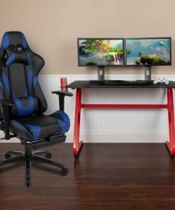 Flash Furniture Red Gaming Desk-Cup Holder/Reclining Chair Set