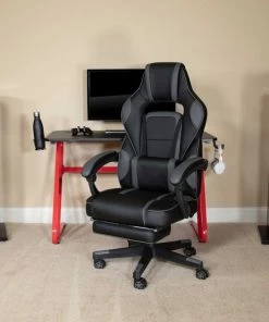 Flash Furniture Red Gaming Desk-Cup Holder/Reclining Chair Set