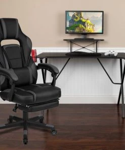 Flash Furniture Black Gaming Desk-Cup Holder/Reclining Chair Set