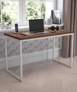 Flash Furniture 47"L Commercial Industrial Office Desk in Walnut