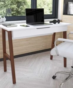 Flash Furniture White/Walnut Home Office Computer Desk with Drawer