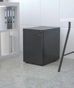 Flash Furniture 3-Drawer Filing Cabinet, Black