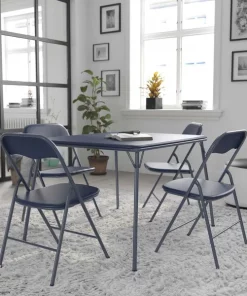 Flash Furniture 5 Piece Navy Folding Card Table and Chair Set