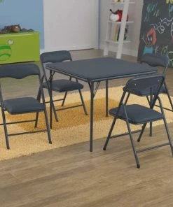 Flash Furniture Kids Navy 5 Piece Folding Table and Chair Set