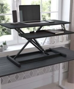 Flash Furniture Black 36" Adjustable Height Desk Riser Workstation