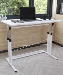 Flash Furniture White Adjustable Office Table