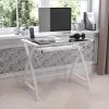 Flash Furniture Glass Computer Desk -White Pull-Out Keyboard Tray