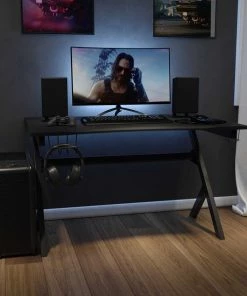 Flash Furniture Black Computer Gaming Desk - Headphone Holder