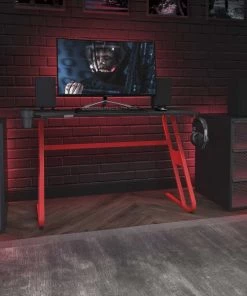 Flash Furniture Red Gaming Ergonomic Desk with Cup Holder and Headphone Hook