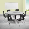 Flash Furniture 60" Circle Wave Flexible Laminate Activity Table Set with 16" Student Stack Chairs, Grey/Black