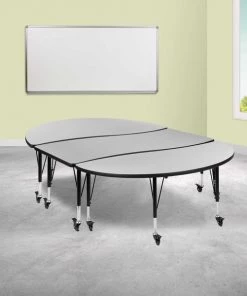 Flash Furniture Oval 60" X 86" X 25", Laminate Top, Grey