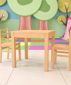 Flash Furniture Square 24" X 24" X 23", Wood Top, Wood Grain