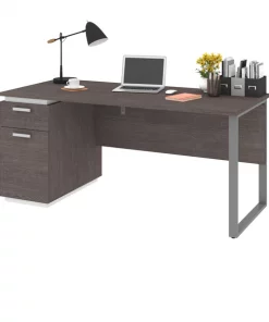 Bestar Aquarius Computer Desk, Bark Gray/White