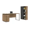 Bestar Aquarius 2-Piece Computer Desk and Bookcase, Rustic Brown/Graphite