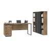 Bestar Aquarius 3-Piece Computer Desk and Two Bookcases, Rustic Brown/Graphite