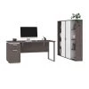 Bestar Aquarius 3-Piece Computer Desk and Two Bookcases, Bark Gray/White