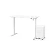 Bestar Universel 60W x 30D Standing Desk with Assembled Mobile File Cabinet, White