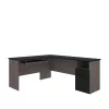 Bestar Norma L-Shaped Desk, Black & Bark Gray