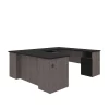Bestar Norma U-Shaped Desk, Black & Bark Gray
