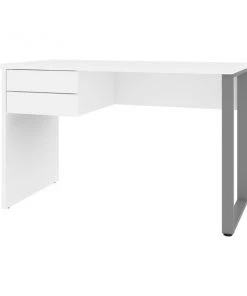 Bestar Solay 48W Small Table Desk with U-Shaped Metal Leg, Clear White