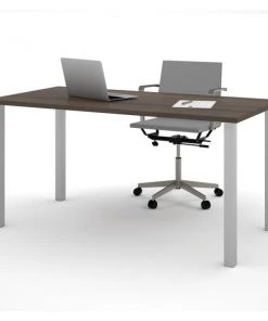 Bestar Universel 60W Table Desk with Square Metal Legs, Antigua